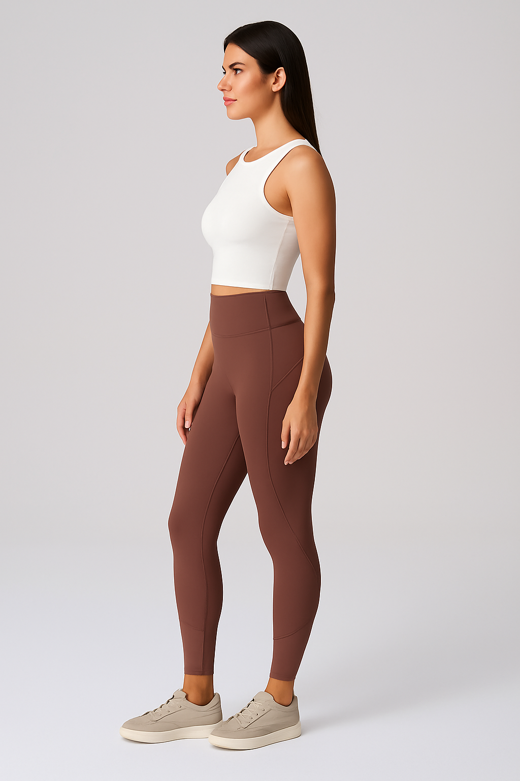 Model wearing high-waisted sculpt active leggings by Flexline, body-contouring gymwear activewear