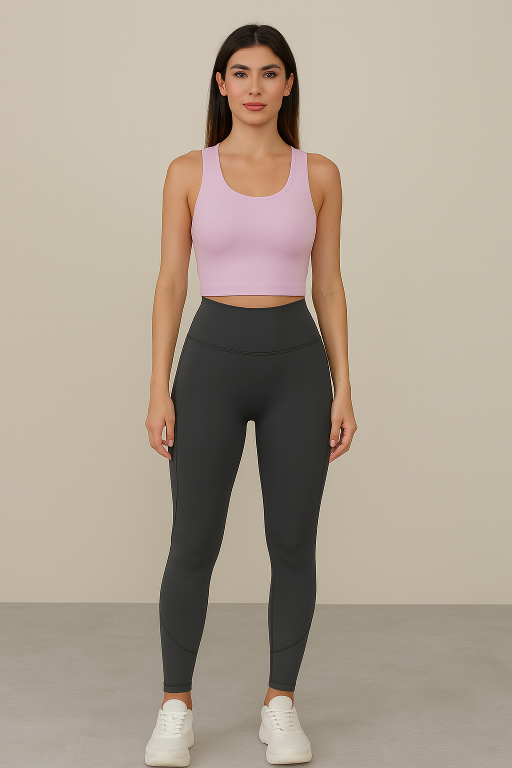 Model wearing high-waisted sculpt active leggings by Flexline, body-contouring gymwear activewear