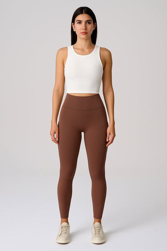 Model wearing high-waisted sculpt active leggings by Flexline, body-contouring gymwear activewear