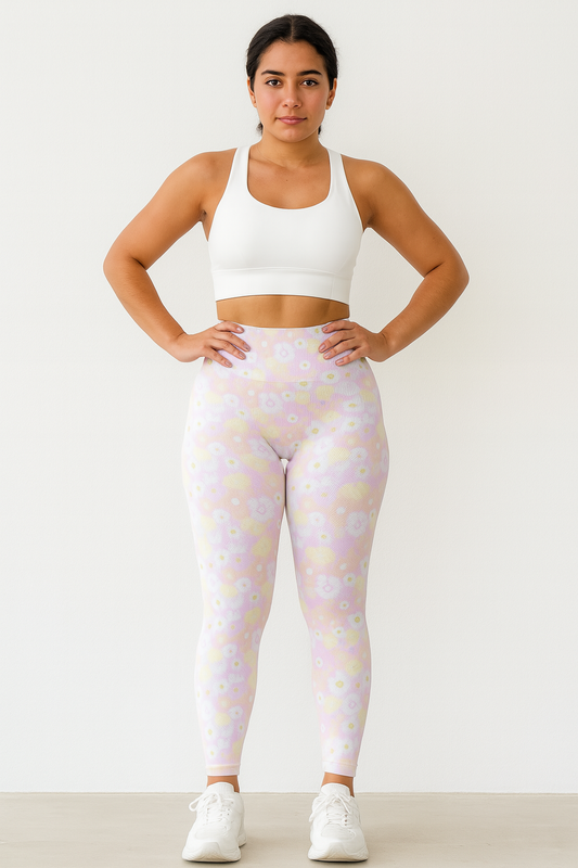 floral high-waist workout leggings from Flexline, body-hugging activewear tights for women, Contouring, sculpt fit leggings